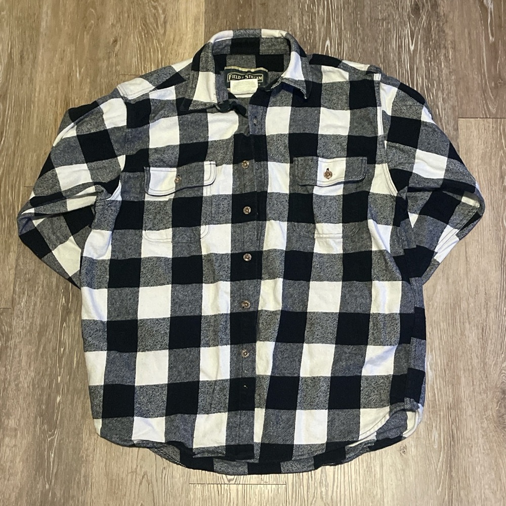 Heavyweight Black and White Plaid Flannel